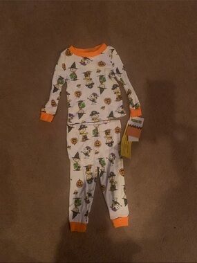 Peanuts Halloween Kids Pajama Set - White with Orange Trim